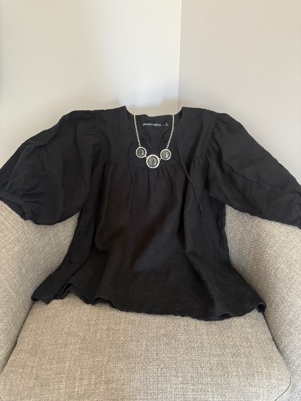 NWOT•Gudrun Sjoden Linen Peasant Top~